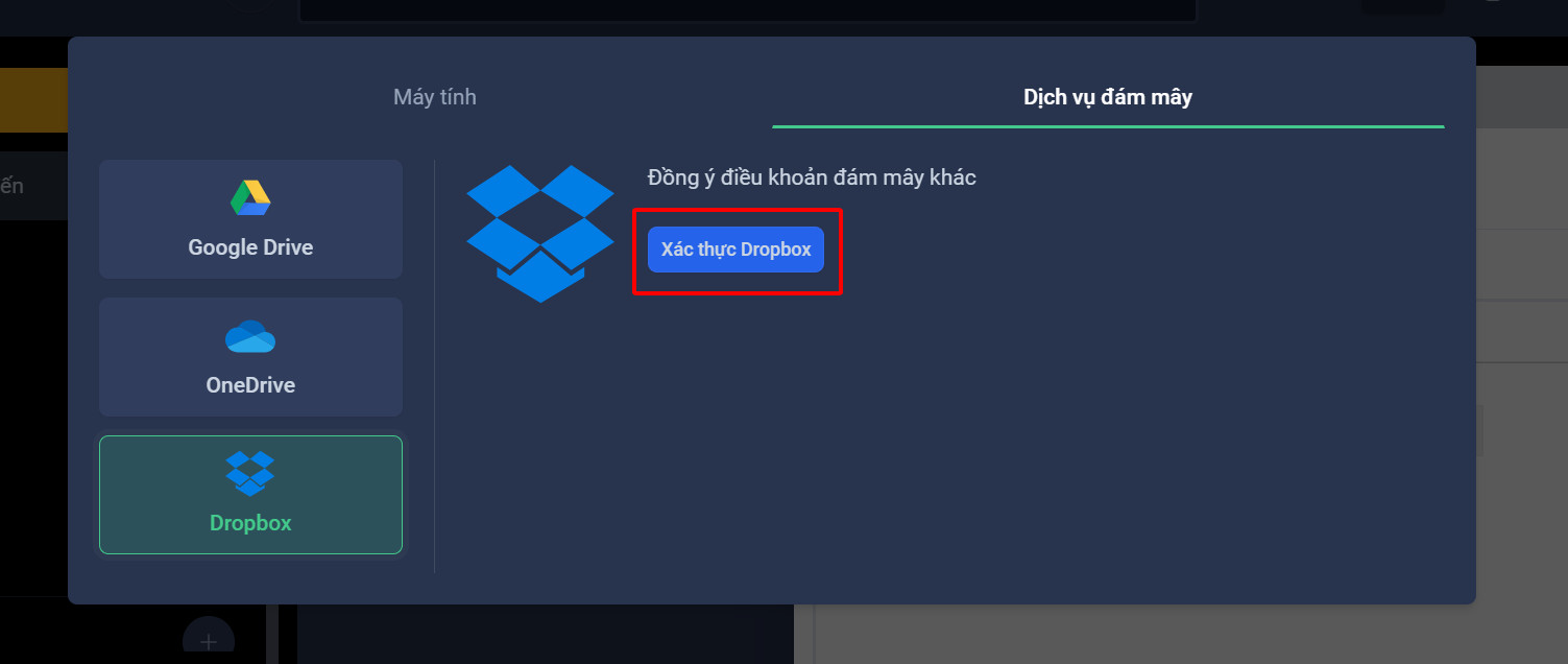 Hướng dẫn liên kết dịch vụ Cloud để gửi tệp đính kèm trên trang người dùng OneMail
