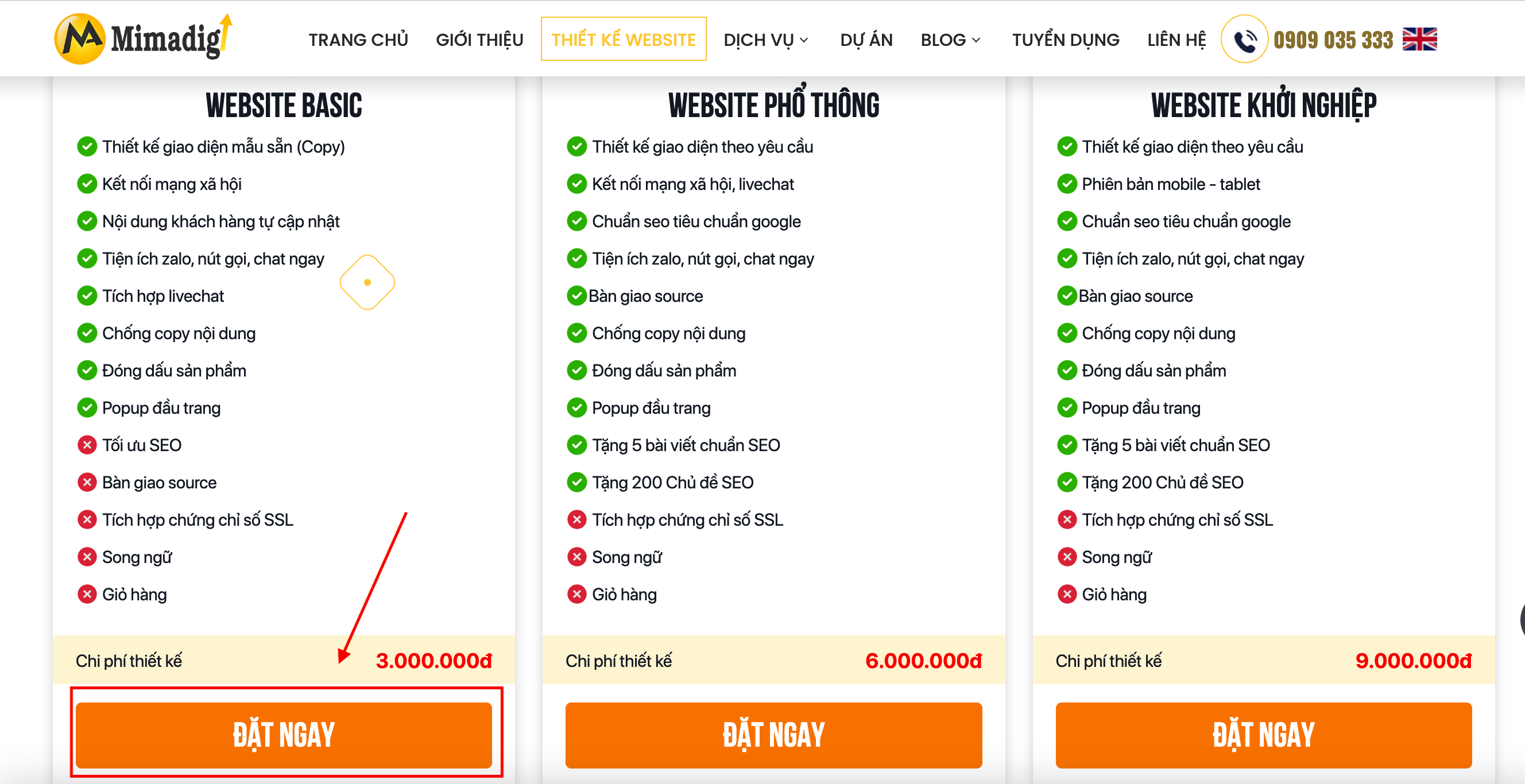 Chính sách mua hàng thiết kế website