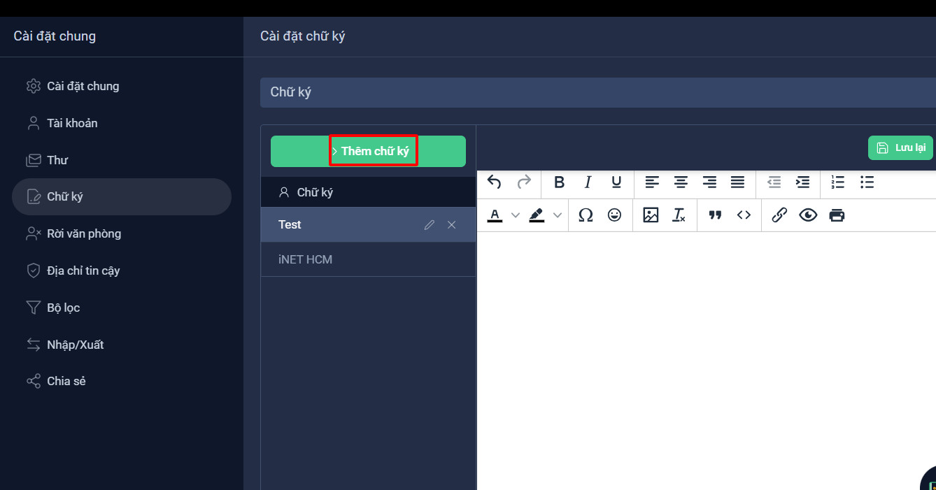 Hướng dẫn sử dụng tính năng chữ ký trên trang người dùng OneMail