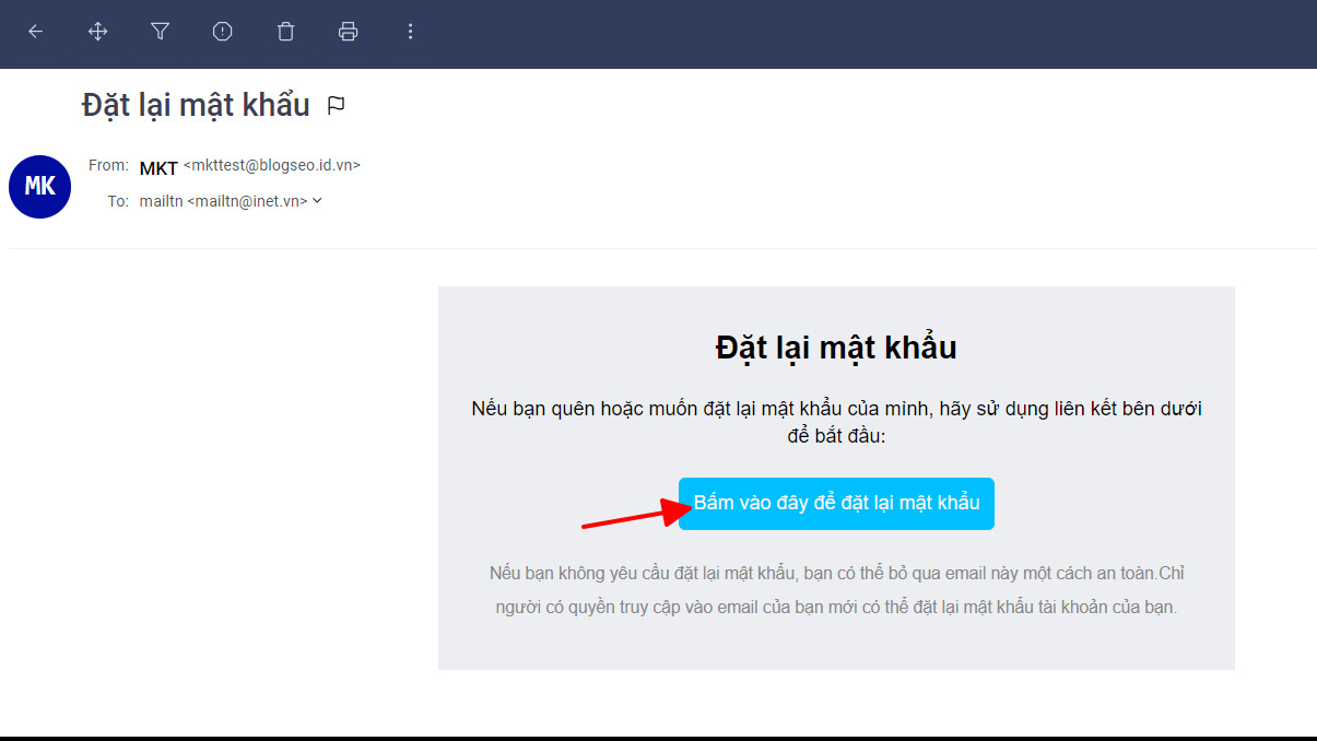 Kiểm tra email và đặt lại mật khẩu
