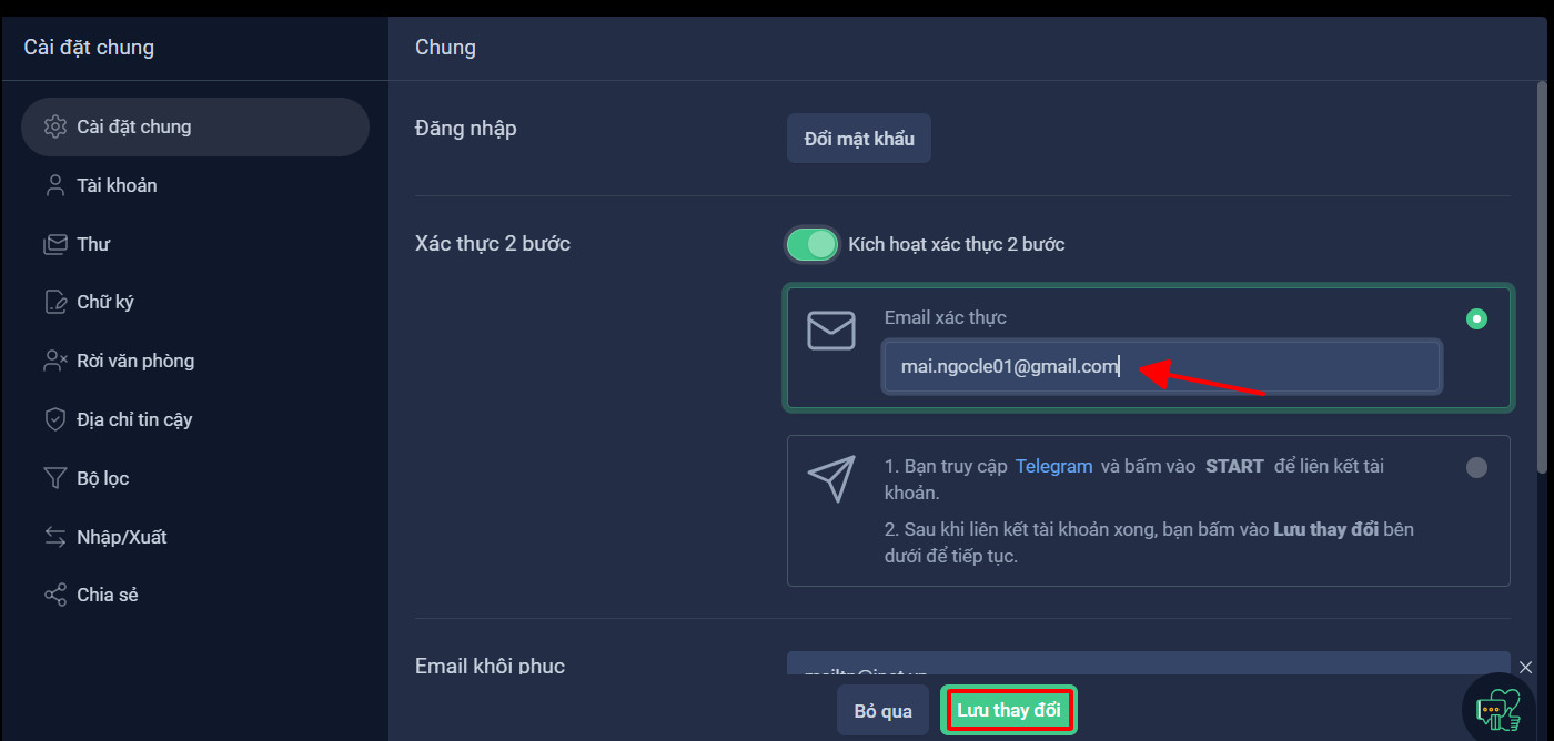 Bước 4: Chọn phương thức xác thực