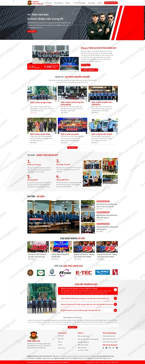 Dự án thiết kế web ngành bảo vệ Thái Long 247